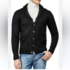 Joseph Abboud Black Shawl Collar Wool Cardigan